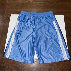 Blue Satin Shimmer Dazzle Mens 2XL Hoop Shorts Baggy 90s Rare Y2K Vintage